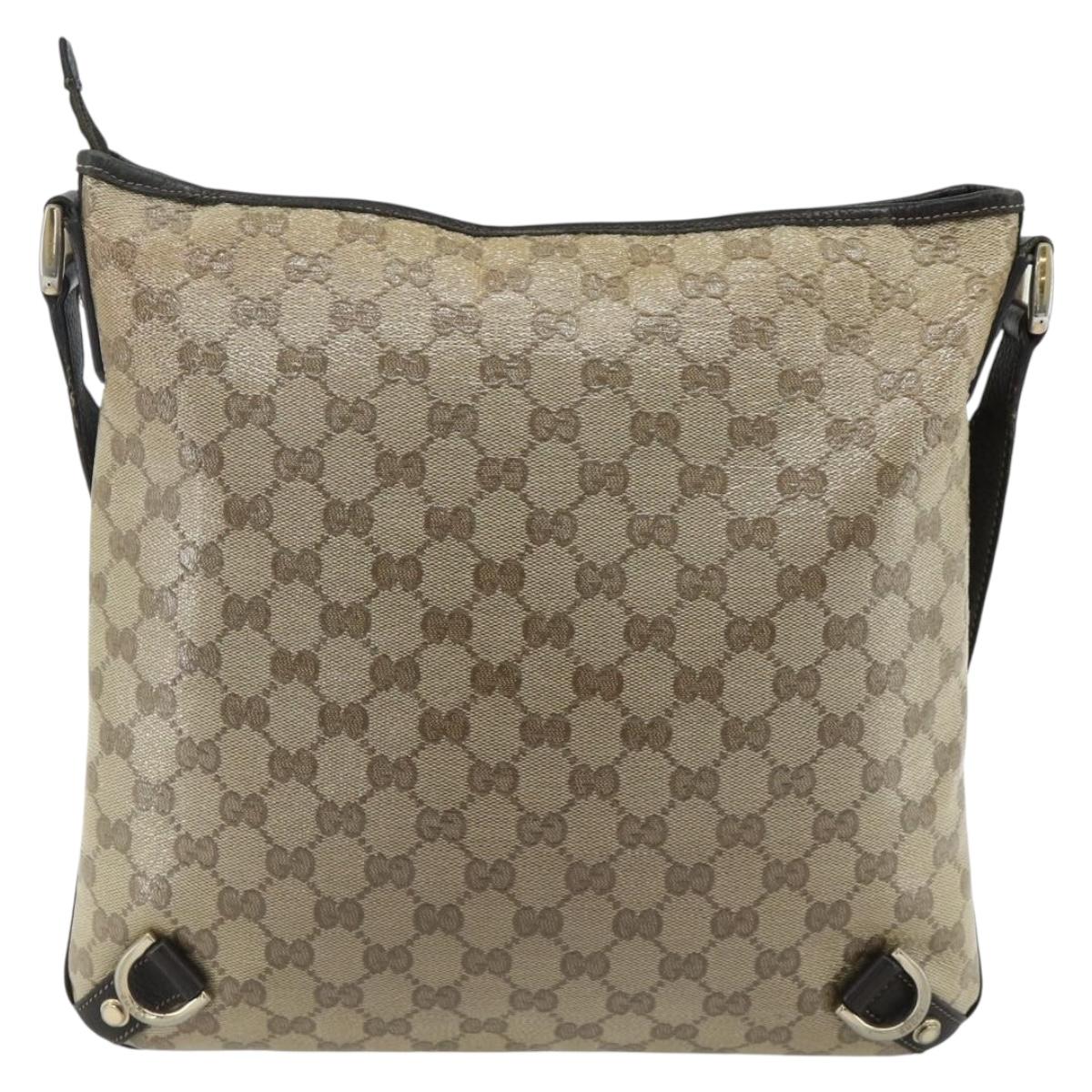 GUCCI GG Crystal Abbey Bag Coated Canvas Outlet Gold Brown 268642 Auth ka4121