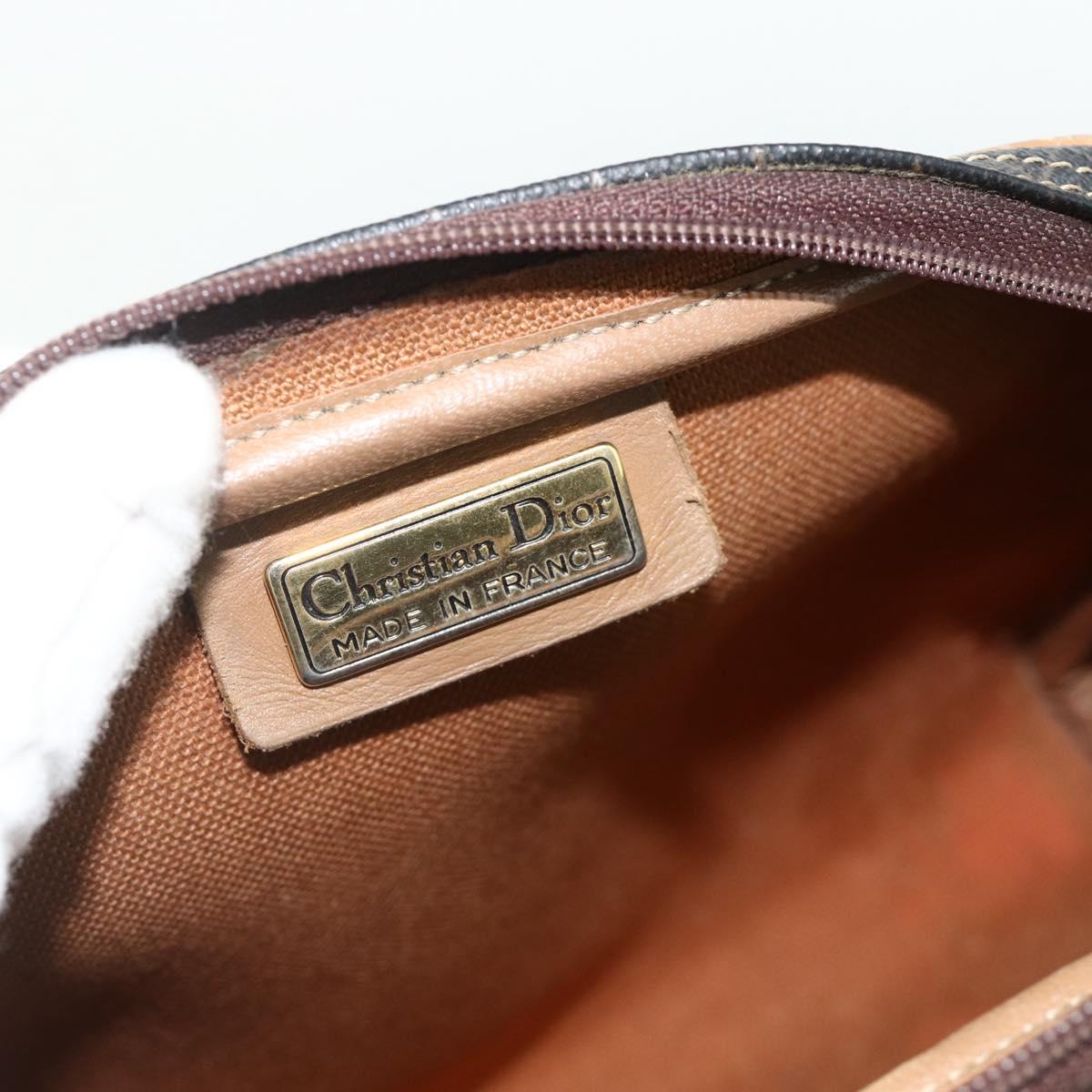 Christian Dior Honeycomb Canvas Shoulder Bag PVC Black Gold Auth ka4124