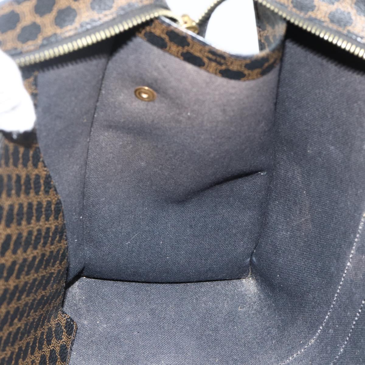 CELINE Macadam Canvas Tote Bag PVC Leather Black Gold Auth ka4128A