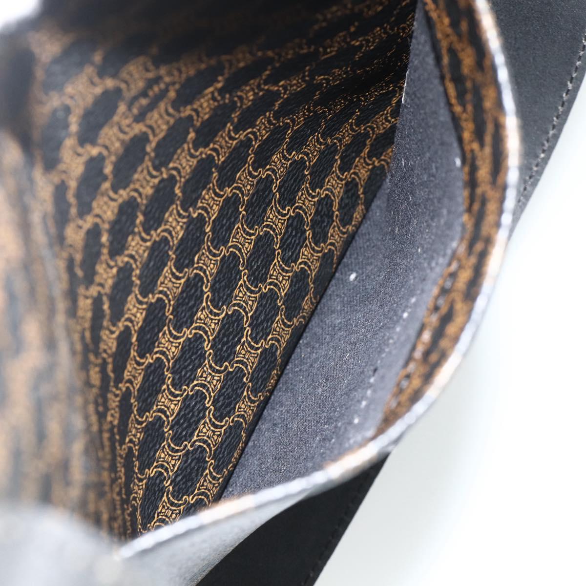 CELINE Macadam Canvas Tote Bag PVC Leather Black Gold Auth ka4128A