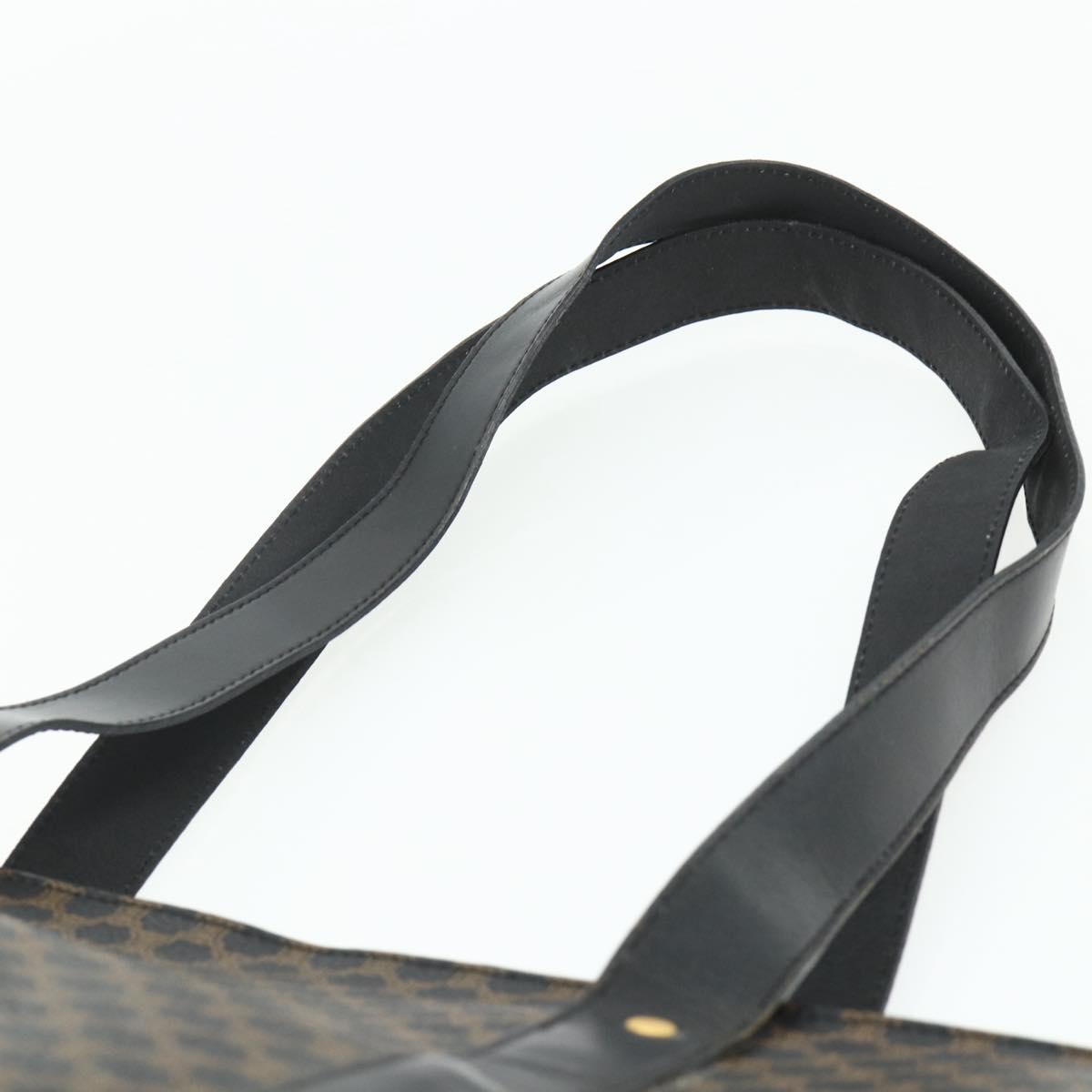 CELINE Macadam Canvas Tote Bag PVC Leather Black Gold Auth ka4128A