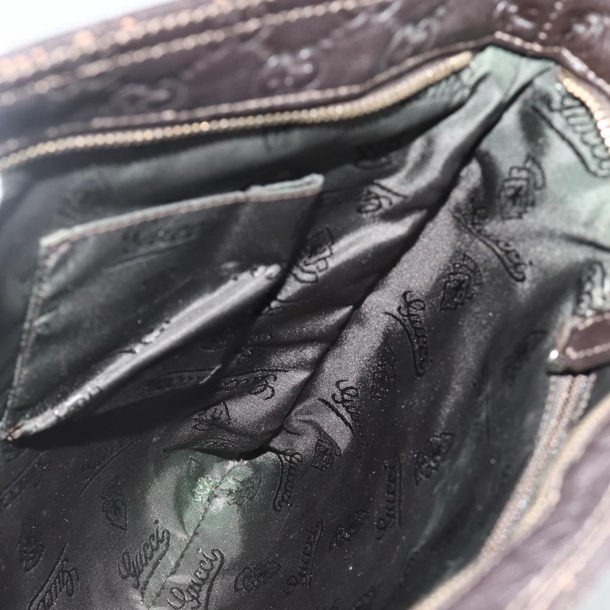 GUCCI GG Canvas Guccissima Shoulder Bag Leather Brown Gold 201446 Auth ka4129