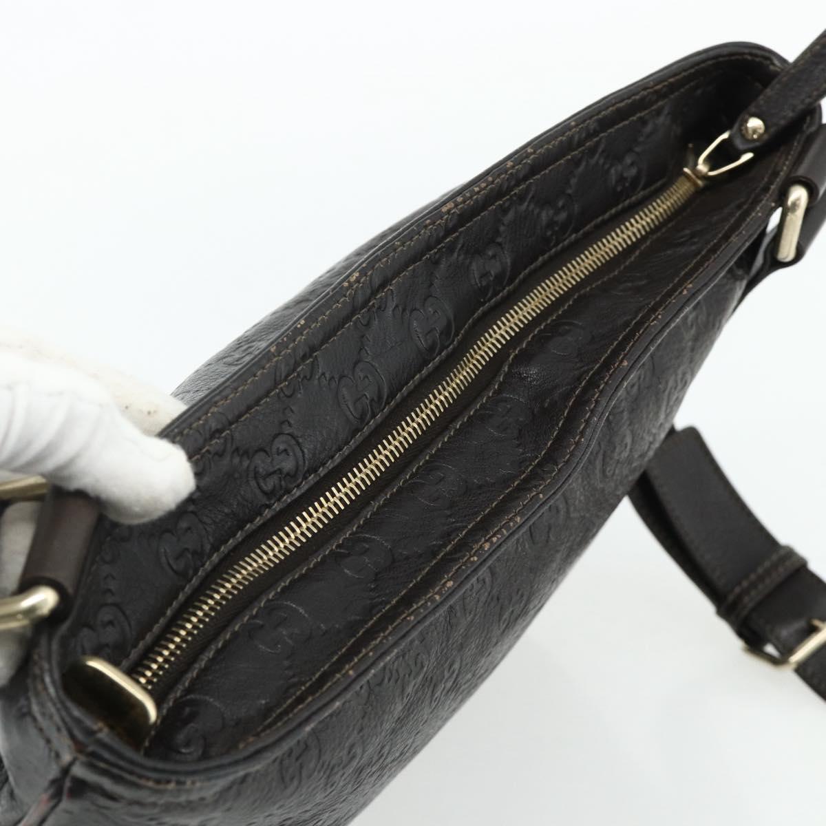 GUCCI GG Canvas Guccissima Shoulder Bag Leather Brown Gold 201446 Auth ka4129