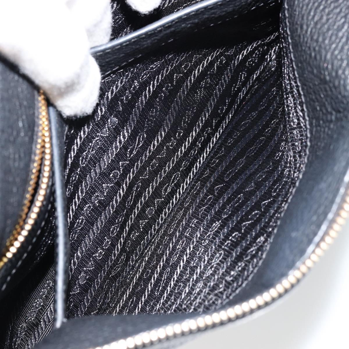 PRADA Vitterodino Shoulder Bag Leather Black Gold Auth ka4130