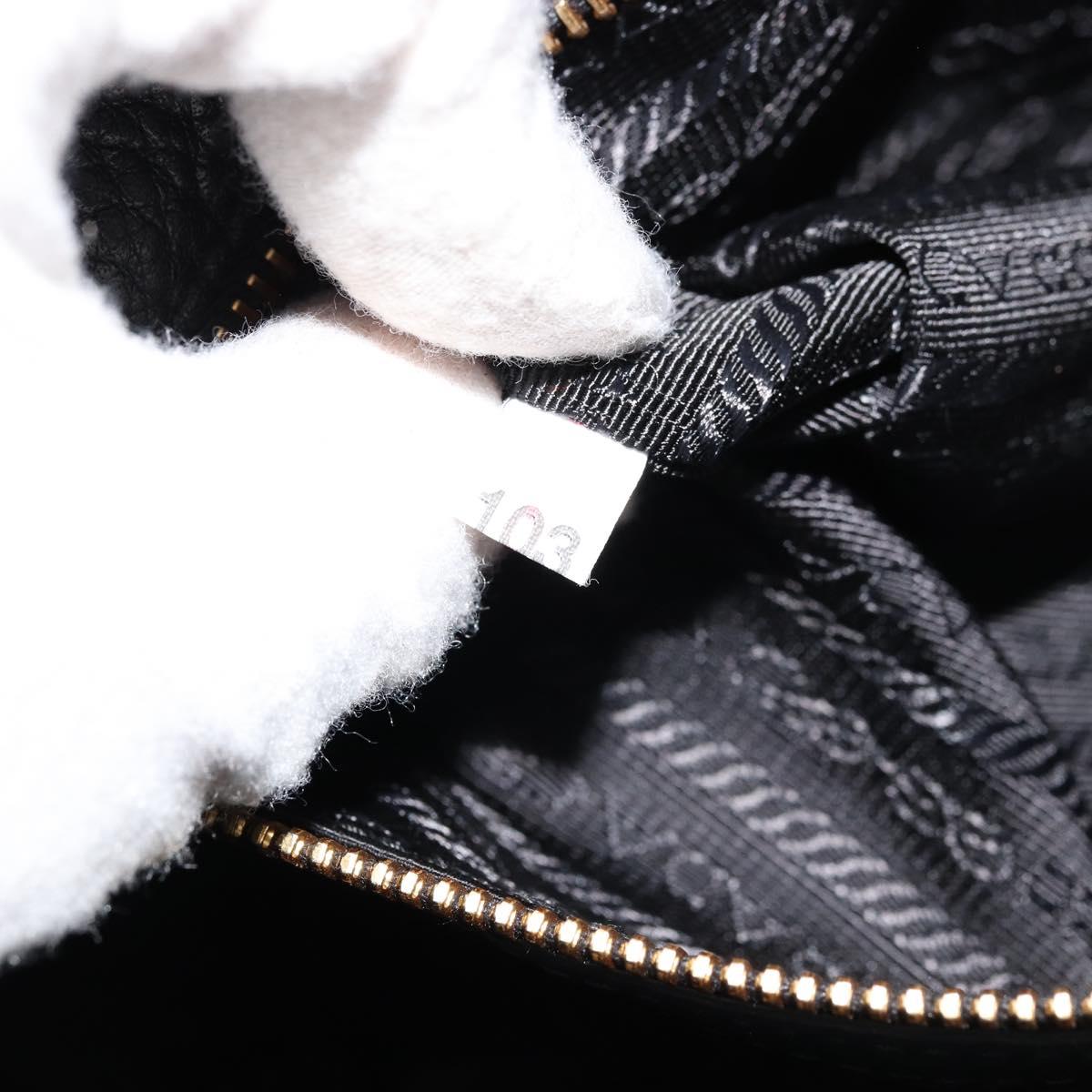 PRADA Vitterodino Shoulder Bag Leather Black Gold Auth ka4130