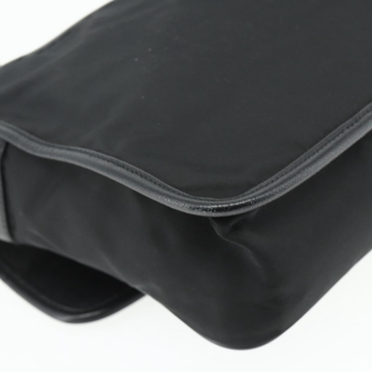PRADA Shoulder Bag Nylon Leather Black Silver Auth ka4132A