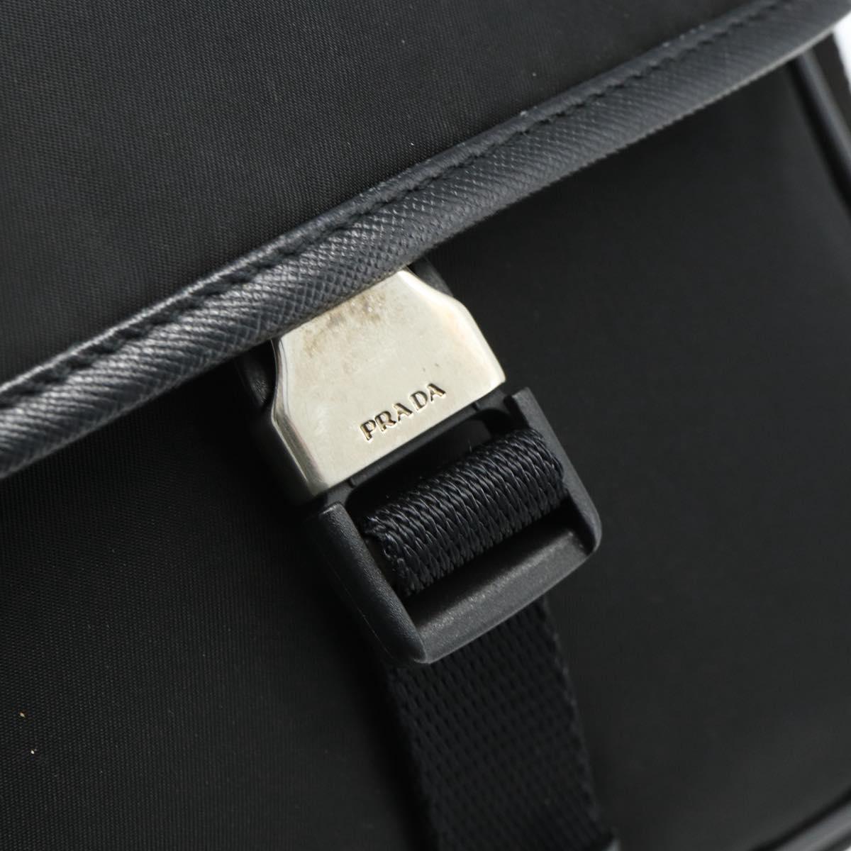 PRADA Shoulder Bag Nylon Leather Black Silver Auth ka4132A
