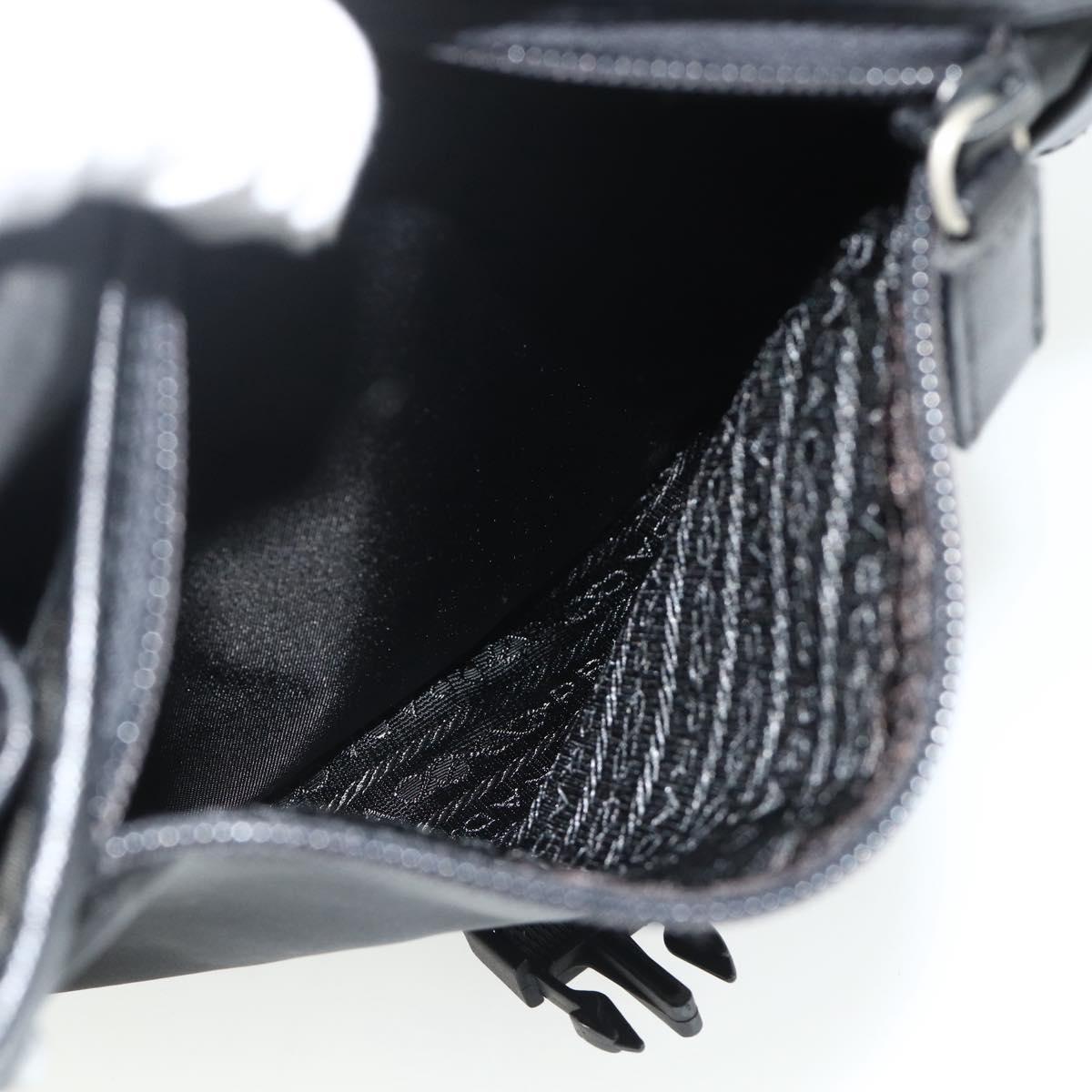 PRADA Shoulder Bag Nylon Leather Black Silver Auth ka4132A