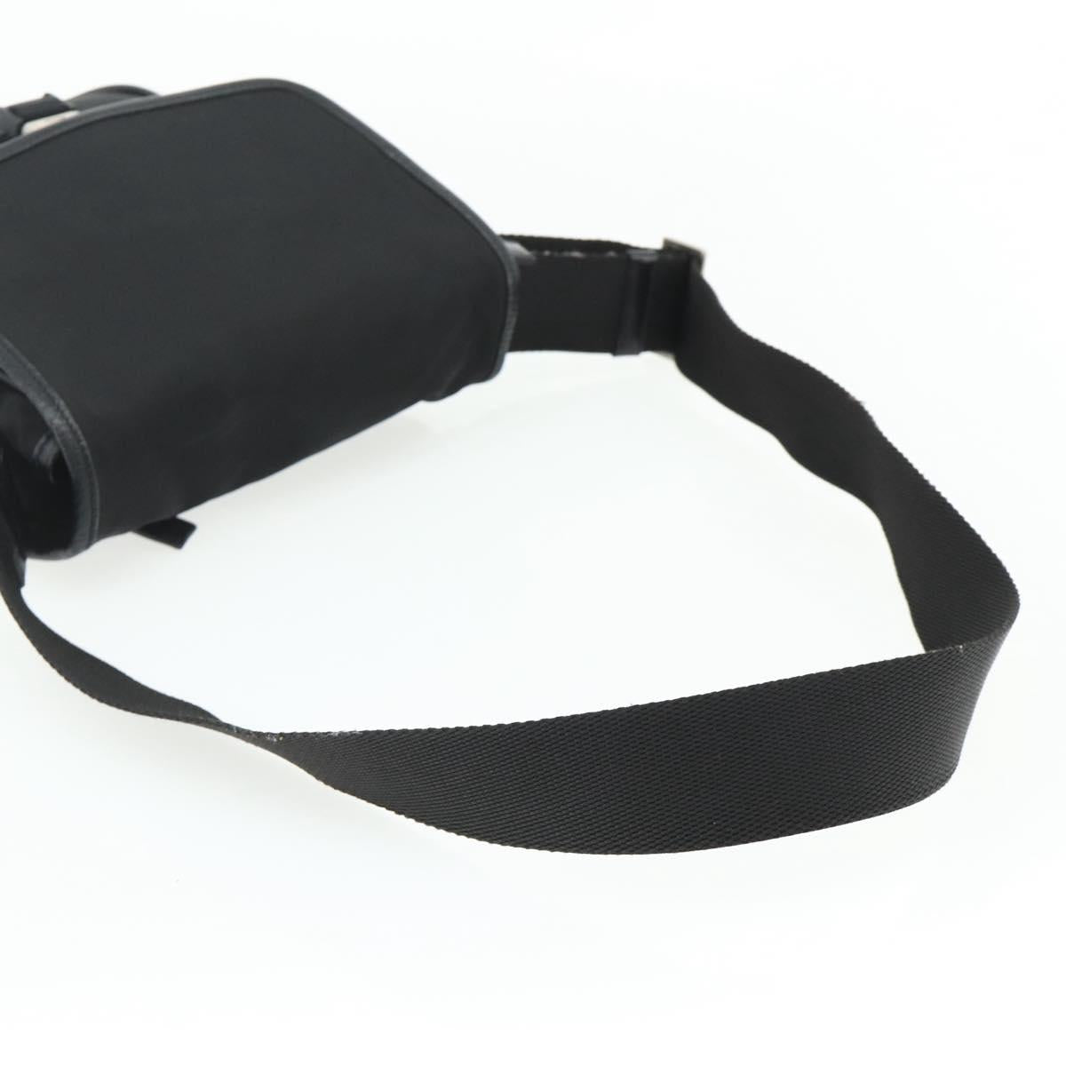 PRADA Shoulder Bag Nylon Leather Black Silver Auth ka4132A