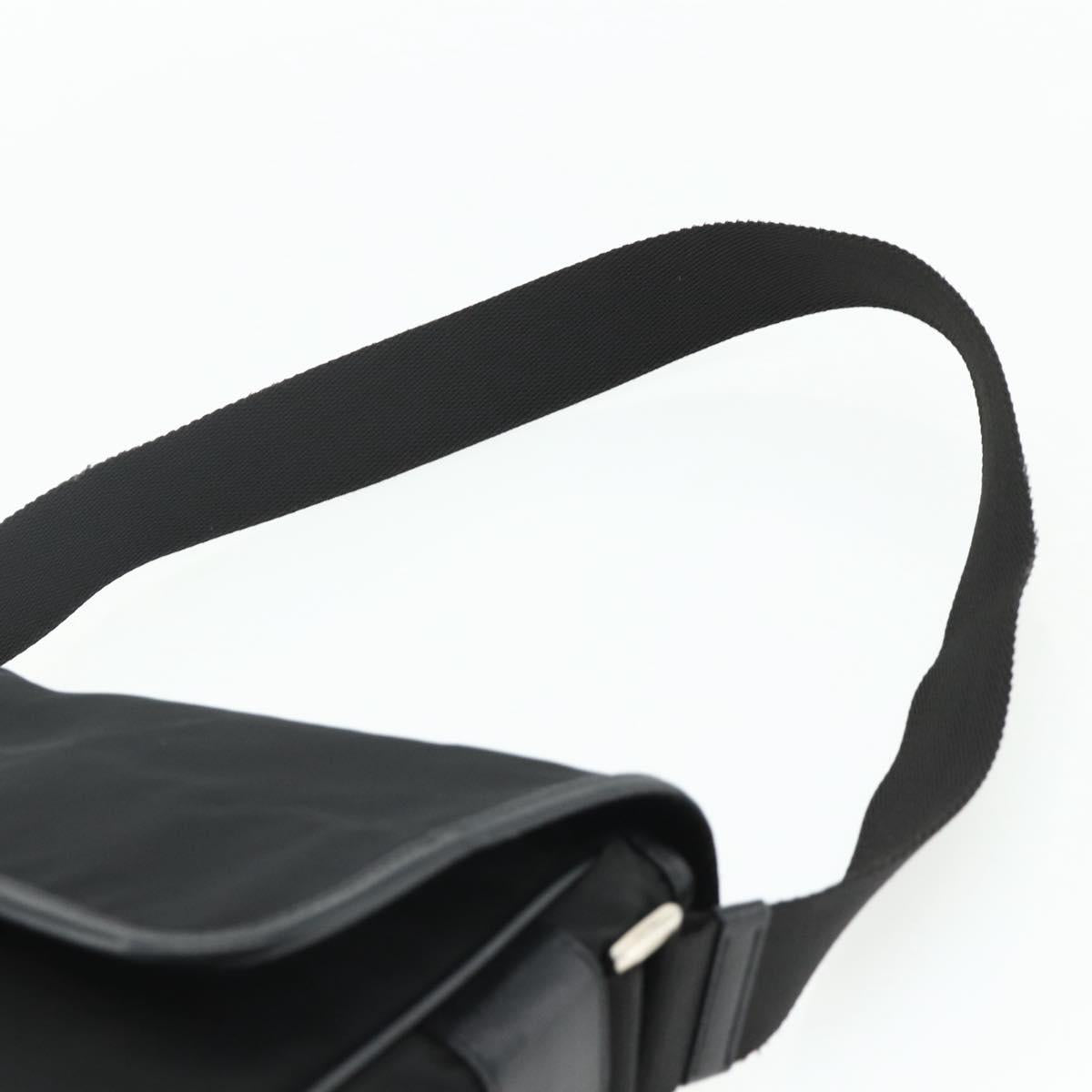 PRADA Shoulder Bag Nylon Leather Black Silver Auth ka4132A