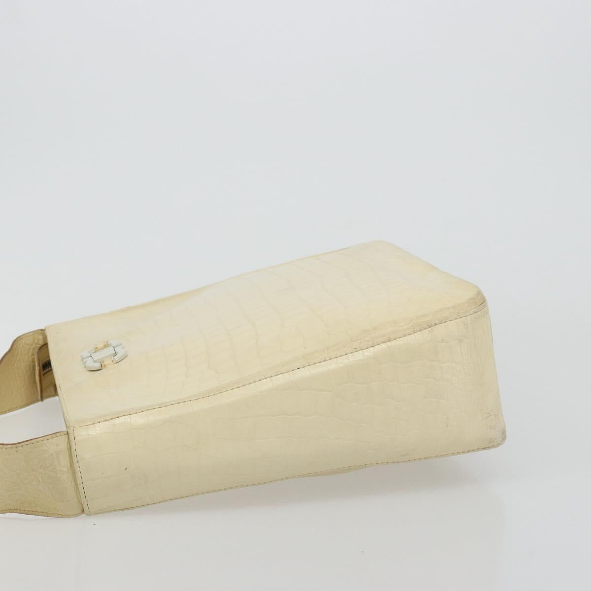 Salvatore Ferragamo Gancini Shoulder Bag Leather Beige Gold Auth ka4133