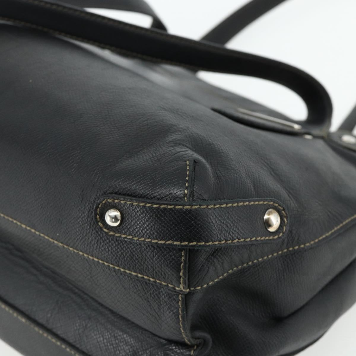 Salvatore Ferragamo Tote Bag Leather Black Silver Auth ka4136