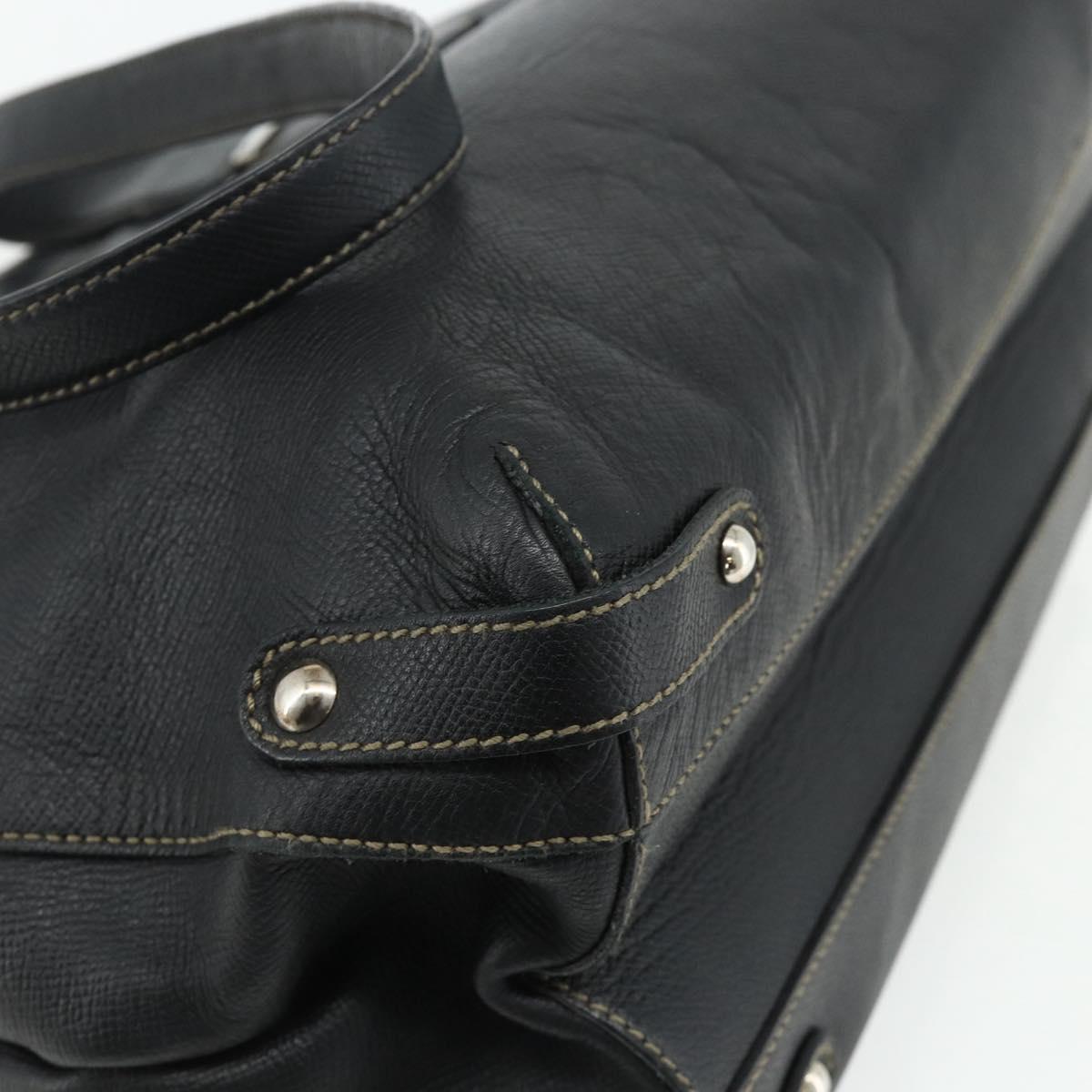 Salvatore Ferragamo Tote Bag Leather Black Silver Auth ka4136