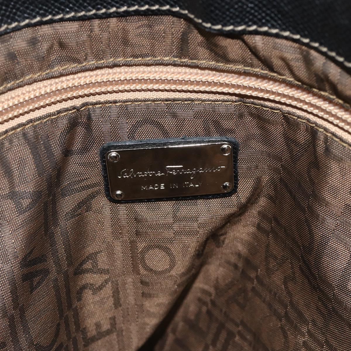 Salvatore Ferragamo Tote Bag Leather Black Silver Auth ka4136