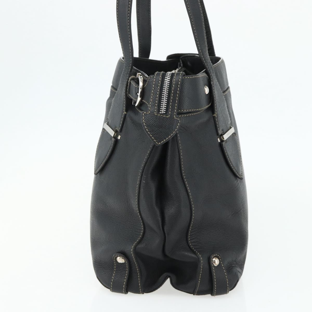 Salvatore Ferragamo Tote Bag Leather Black Silver Auth ka4136