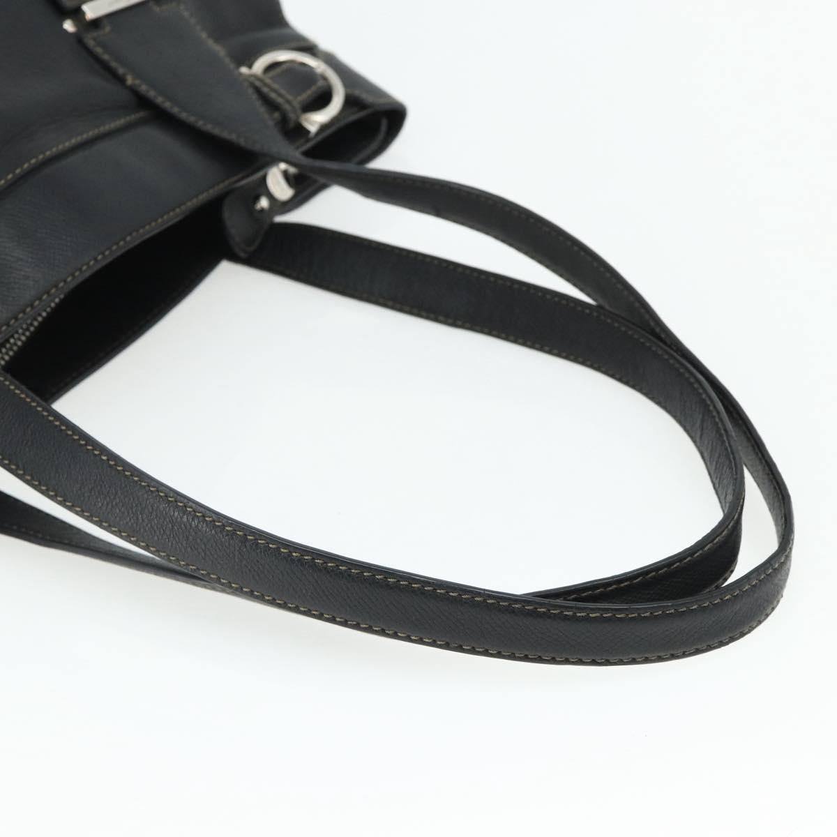 Salvatore Ferragamo Tote Bag Leather Black Silver Auth ka4136