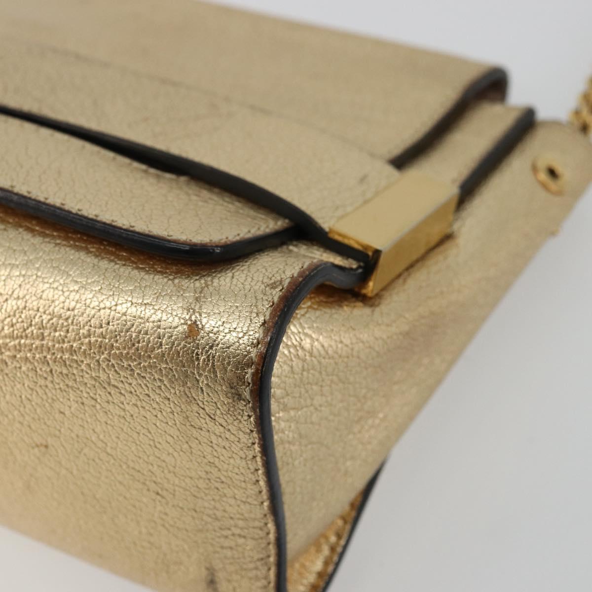 Chloe Chain Shoulder Bag Leather Gold Auth ka4137A
