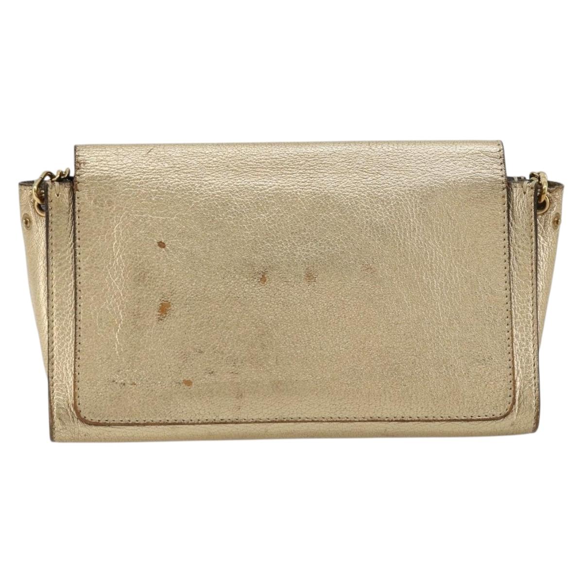 Chloe Chain Shoulder Bag Leather Gold Auth ka4137A