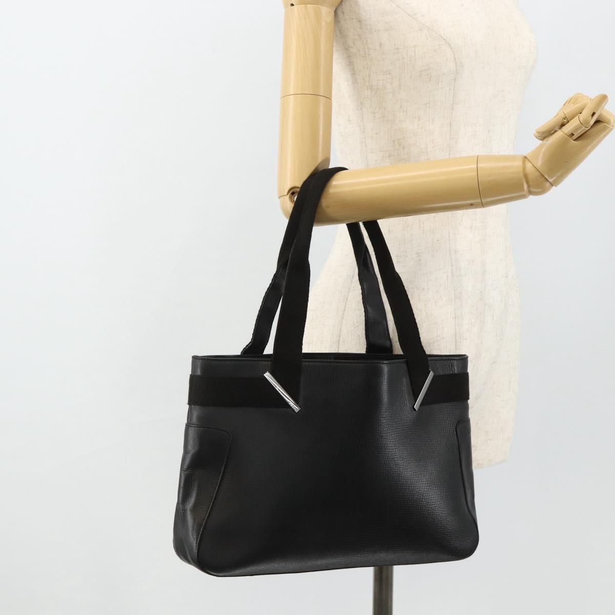 GUCCI Hand Bag Leather Black Silver 73983 Auth ka4138