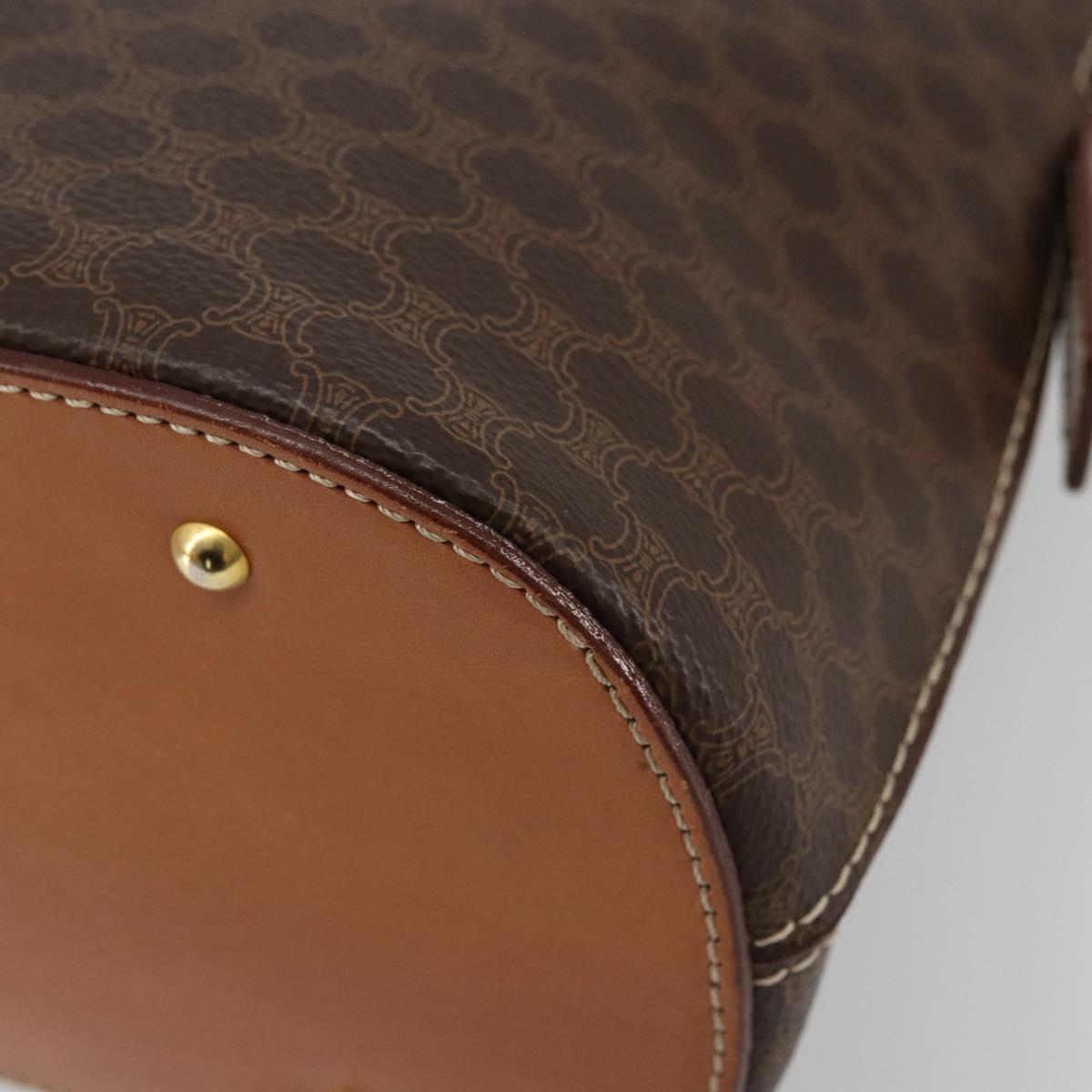 CELINE Macadam Canvas Hand Bag PVC Leather Brown Gold Auth ka4139