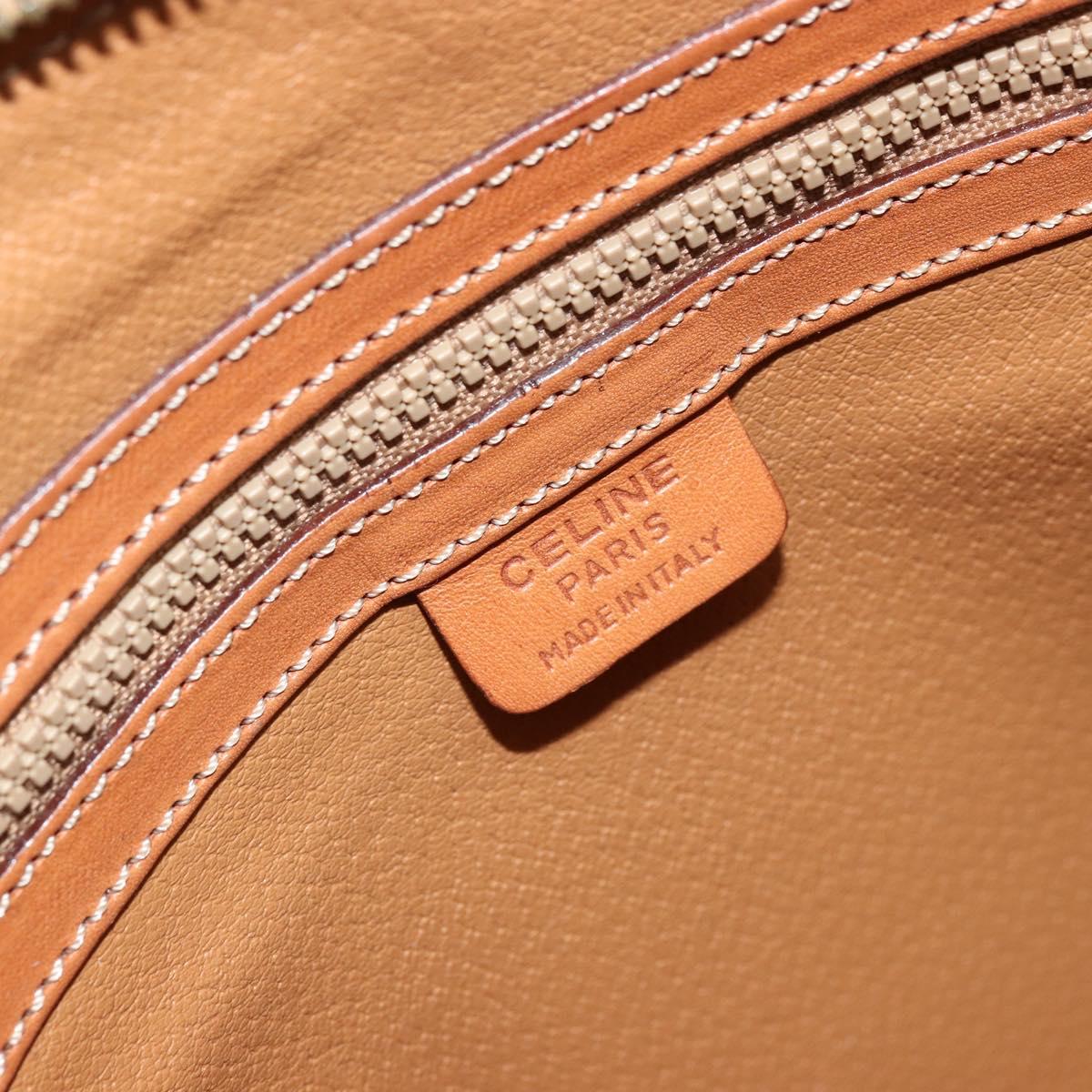CELINE Macadam Canvas Hand Bag PVC Leather Brown Gold Auth ka4139