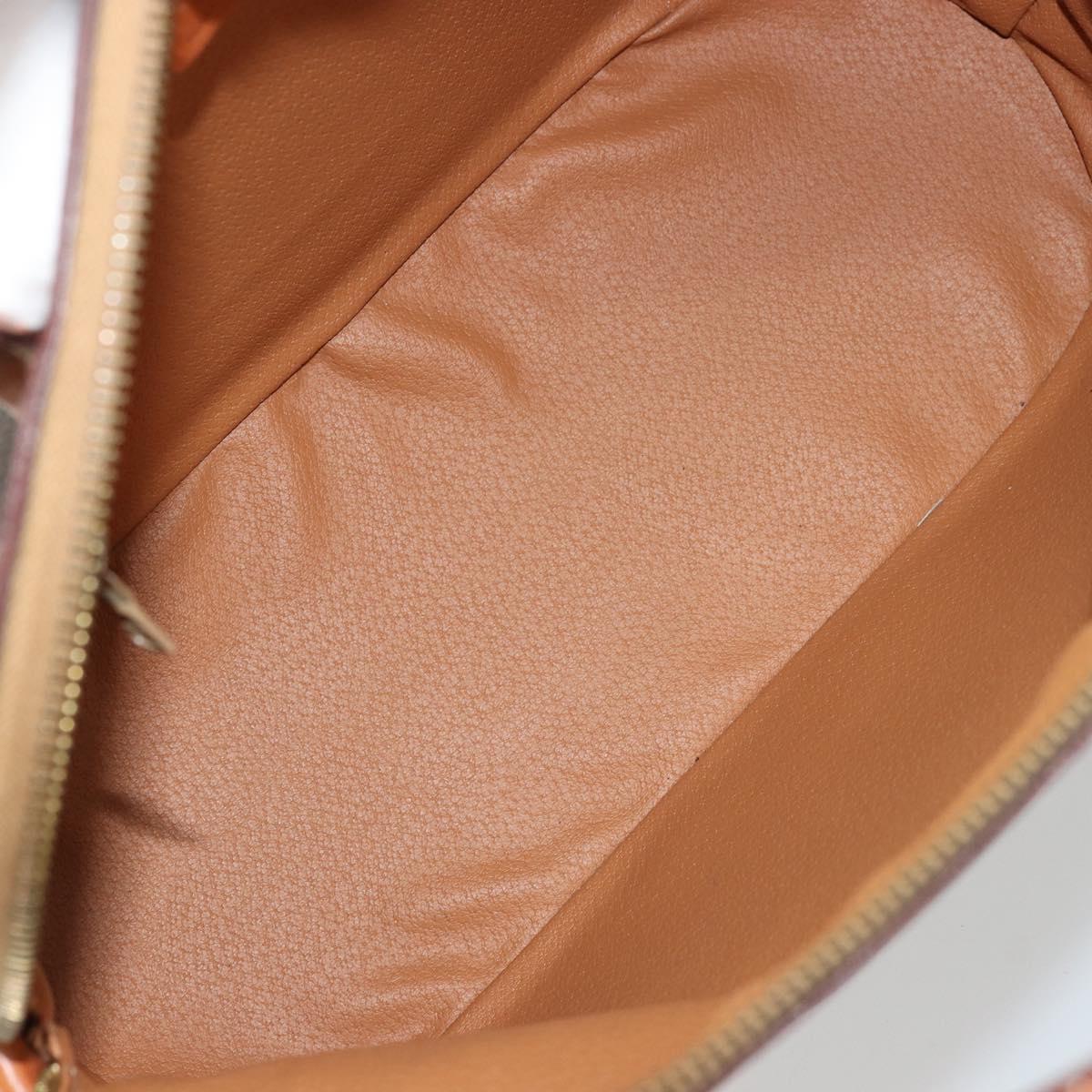 CELINE Macadam Canvas Hand Bag PVC Leather Brown Gold Auth ka4139