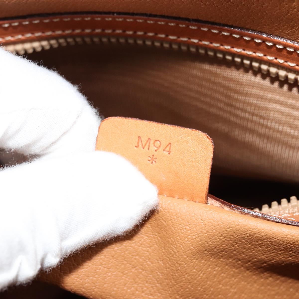 CELINE Macadam Canvas Hand Bag PVC Leather Brown Gold Auth ka4139