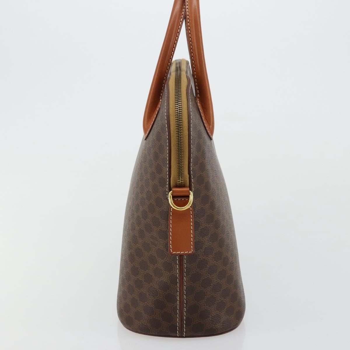 CELINE Macadam Canvas Hand Bag PVC Leather Brown Gold Auth ka4139