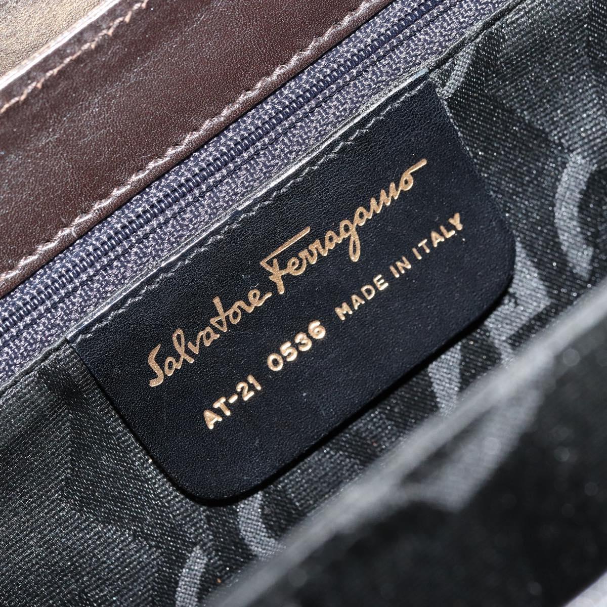 Salvatore Ferragamo Gancini Hand Bag Leather 2way Black Gold Auth ka4140