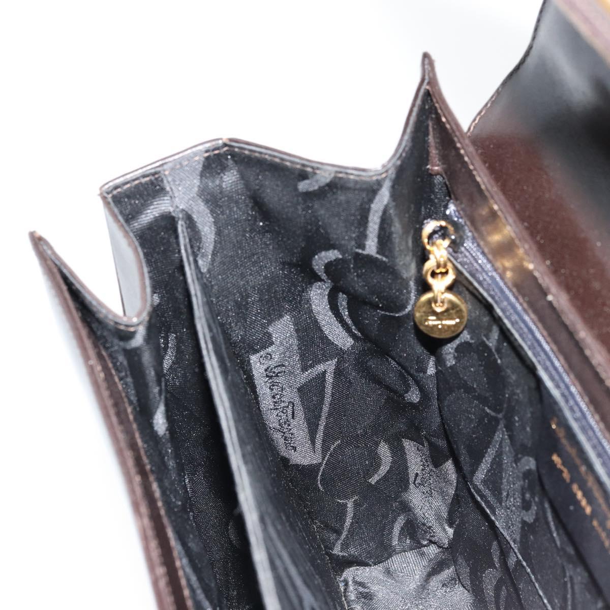 Salvatore Ferragamo Gancini Hand Bag Leather 2way Black Gold Auth ka4140