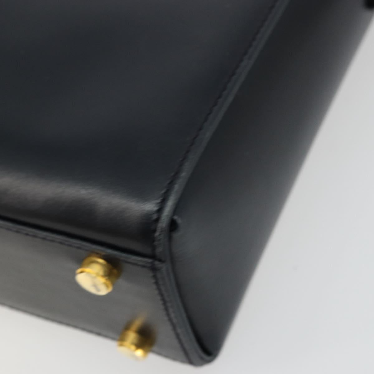 Salvatore Ferragamo Gancini Shoulder Bag Leather Navy Gold Auth ka4141