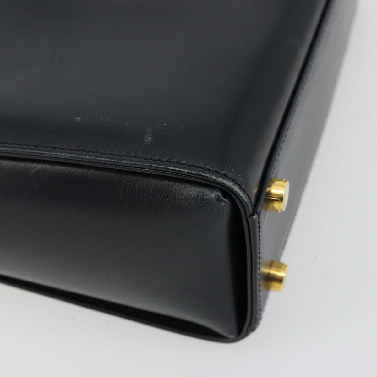 Salvatore Ferragamo Gancini Shoulder Bag Leather Navy Gold Auth ka4141