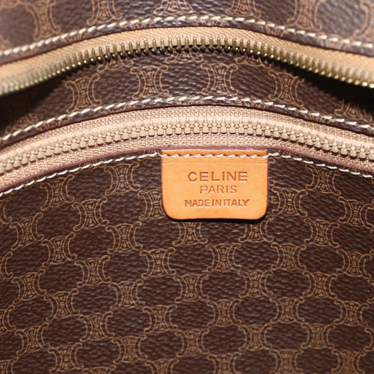 CELINE Macadam Canvas Tote Bag PVC Leather Brown Gold Auth ka4146