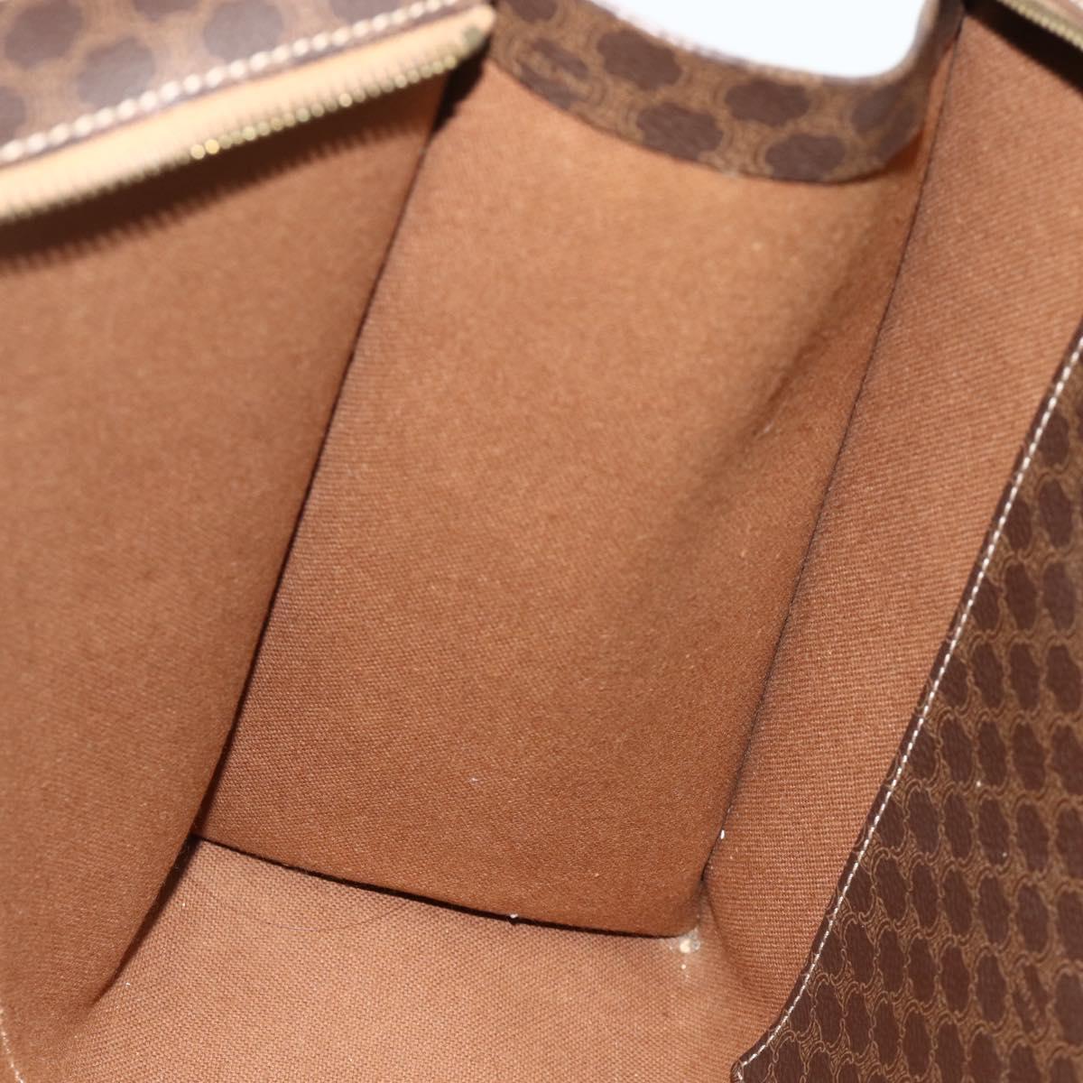 CELINE Macadam Canvas Tote Bag PVC Leather Brown Gold Auth ka4146