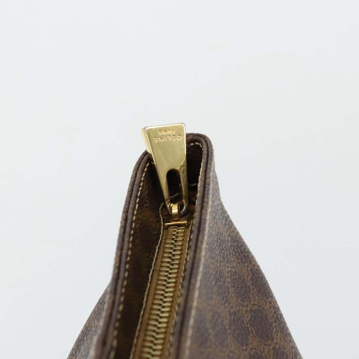 CELINE Macadam Canvas Tote Bag PVC Leather Brown Gold Auth ka4149