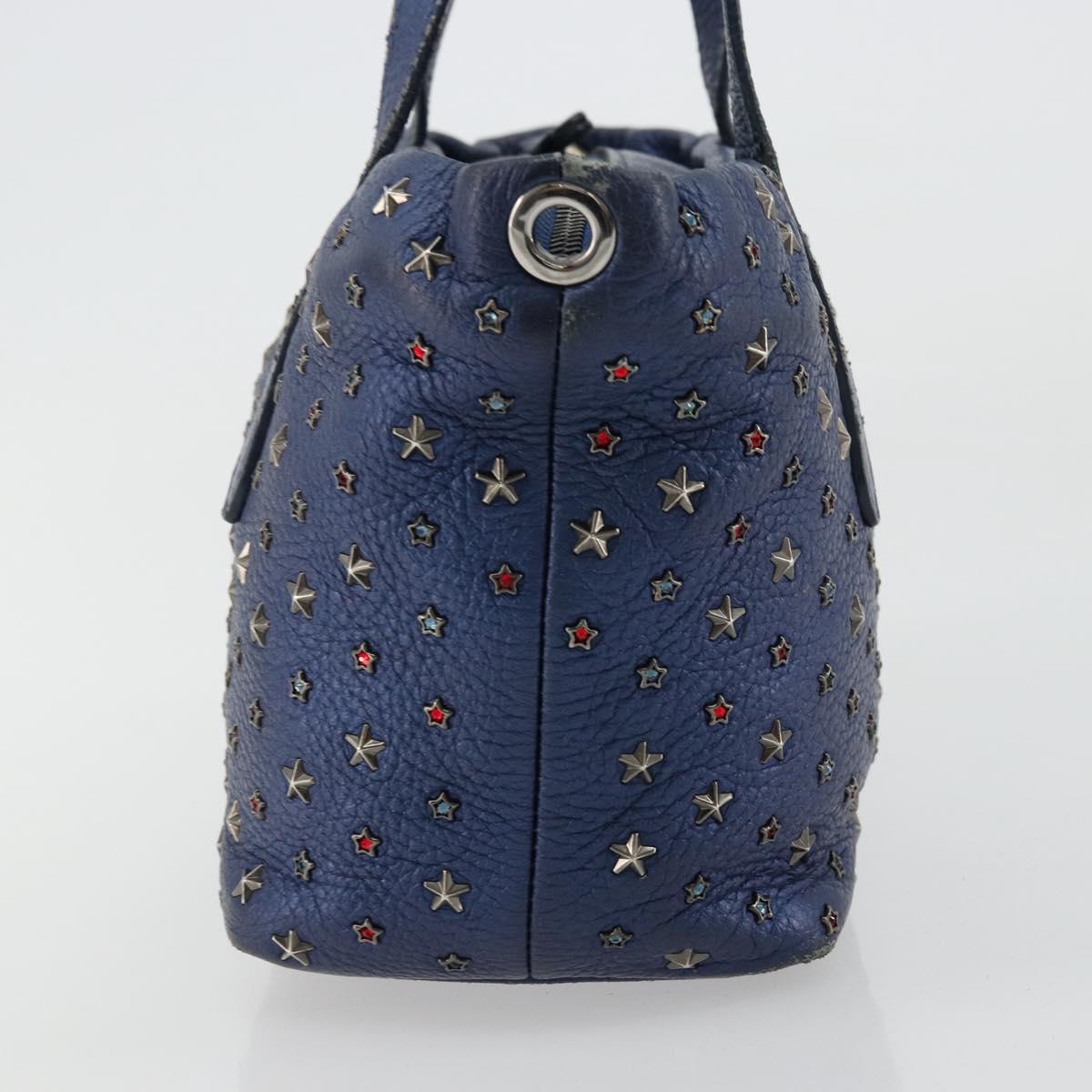 Jimmy Choo Studs Hand Bag Leather 2way Blue Silver Auth ka4151
