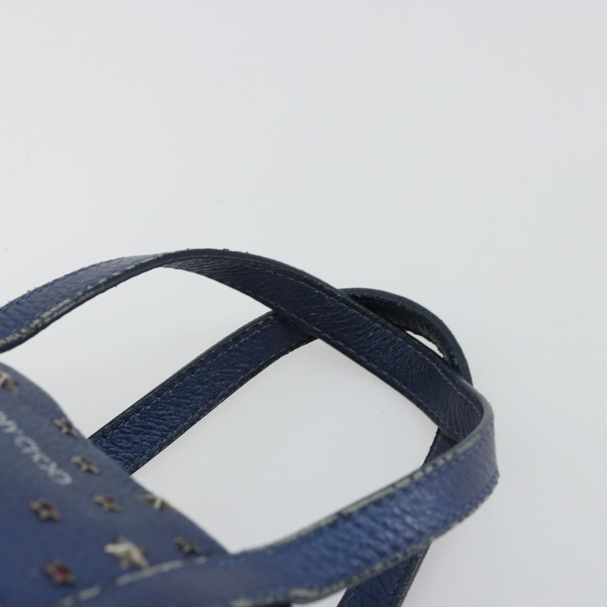 Jimmy Choo Studs Hand Bag Leather 2way Blue Silver Auth ka4151