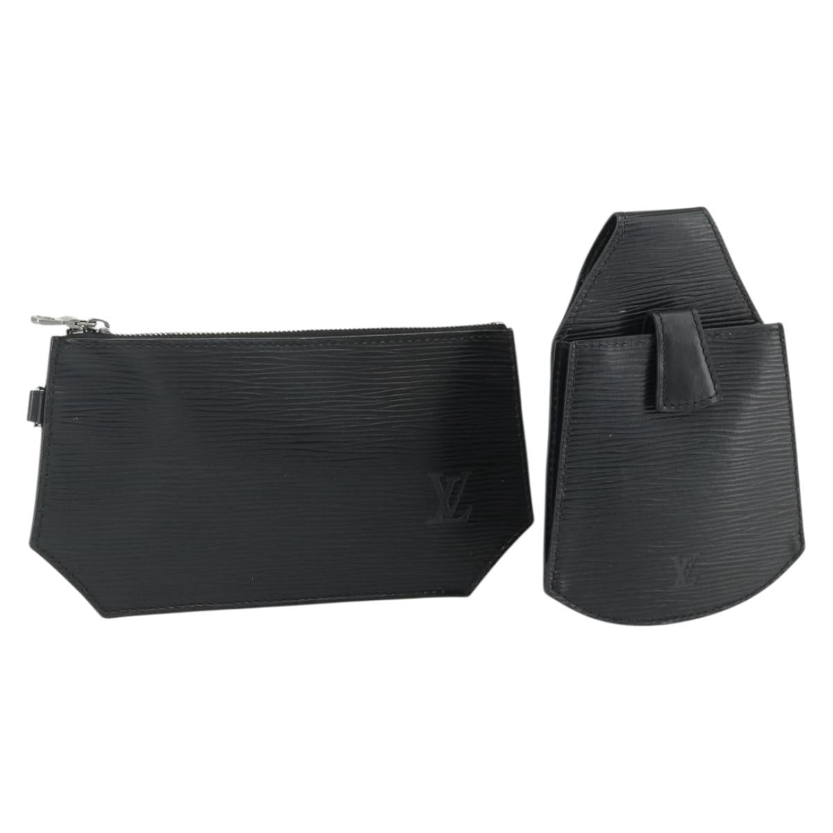 LOUIS VUITTON Epi Sherwood Sac Depaul Pouch 2 Set Black LV Auth ka4153