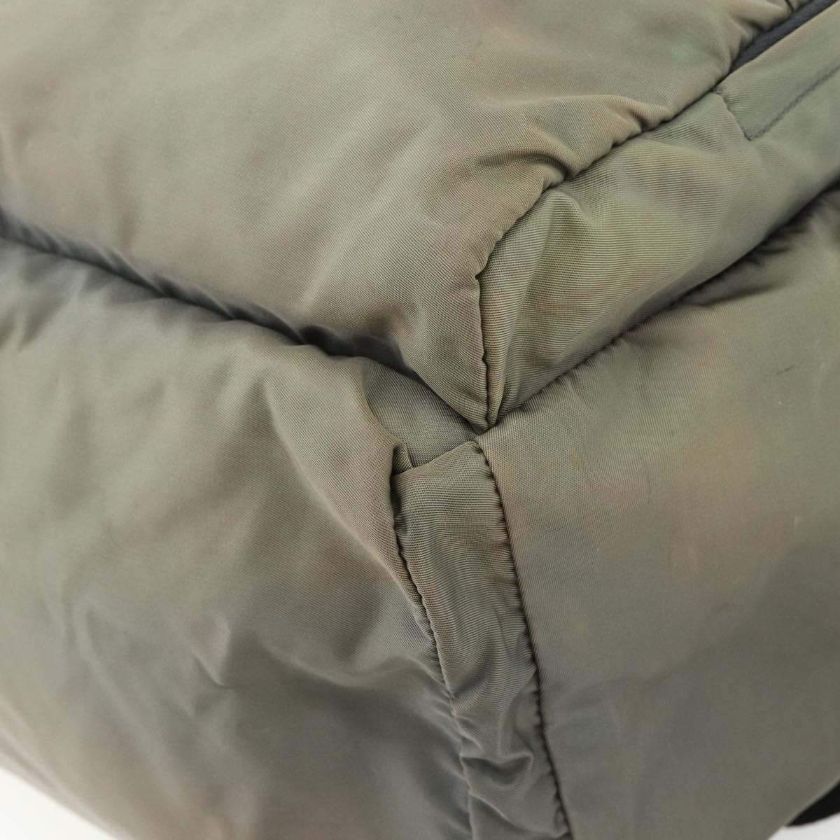PRADA Backpack Nylon Khaki Silver Auth ka4156