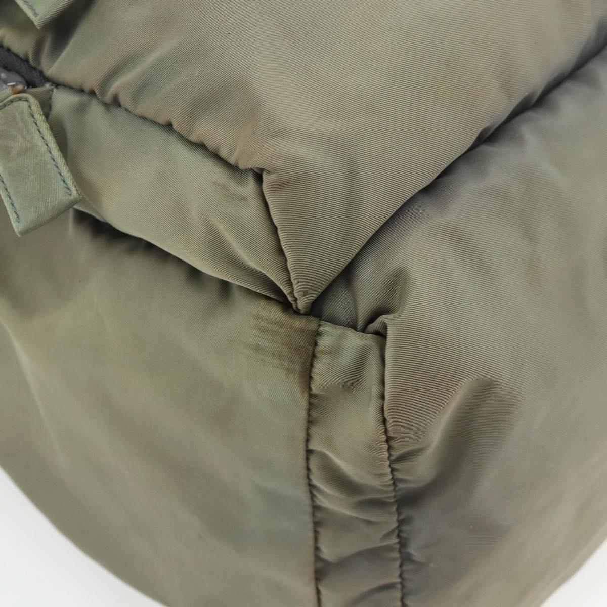 PRADA Backpack Nylon Khaki Silver Auth ka4156