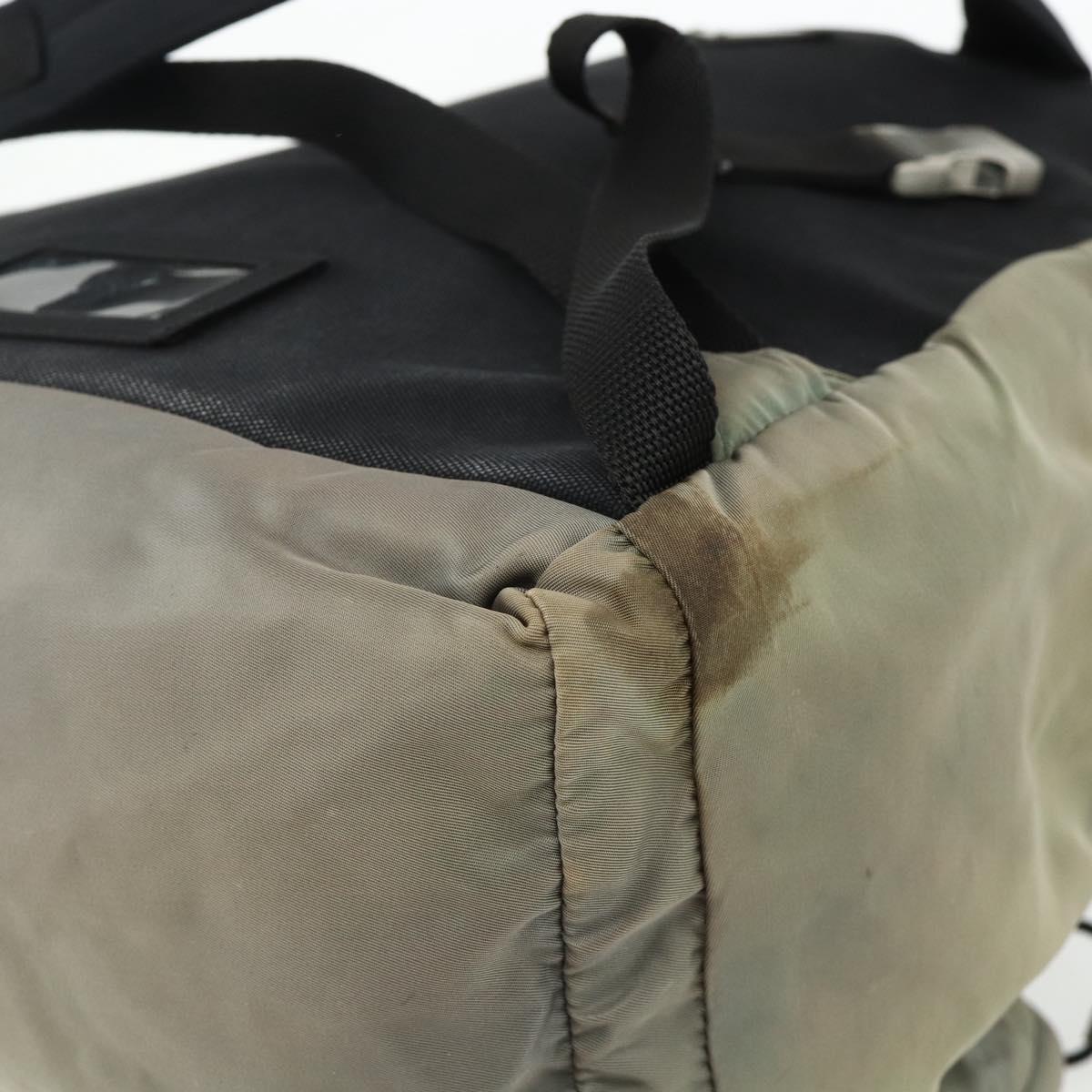 PRADA Backpack Nylon Khaki Silver Auth ka4156