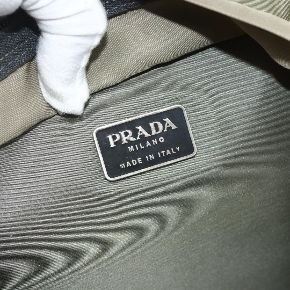 PRADA Backpack Nylon Khaki Silver Auth ka4156