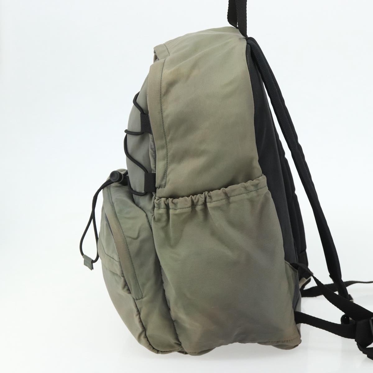 PRADA Backpack Nylon Khaki Silver Auth ka4156