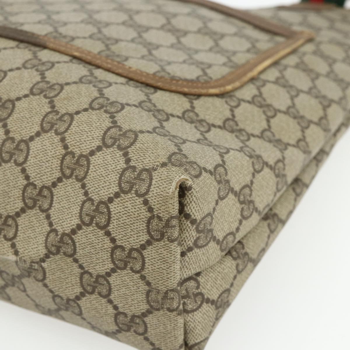 GUCCI GG Supreme Web Sherry Line Tote Bag PVC Beige Gold 39 02 003 Auth ka4157