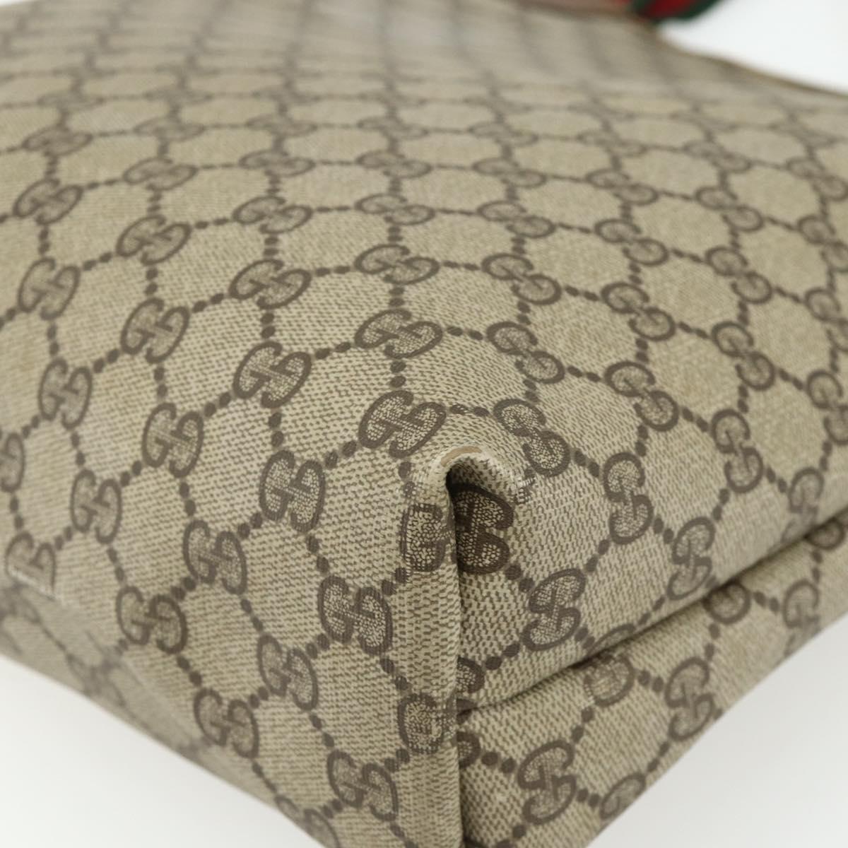 GUCCI GG Supreme Web Sherry Line Tote Bag PVC Beige Gold 39 02 003 Auth ka4157