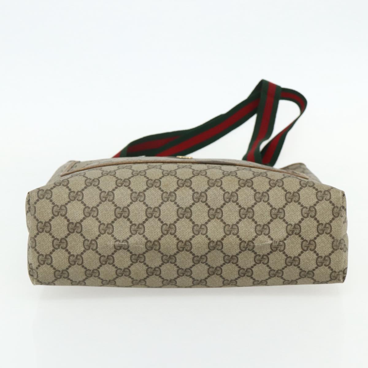 GUCCI GG Supreme Web Sherry Line Tote Bag PVC Beige Gold 39 02 003 Auth ka4157