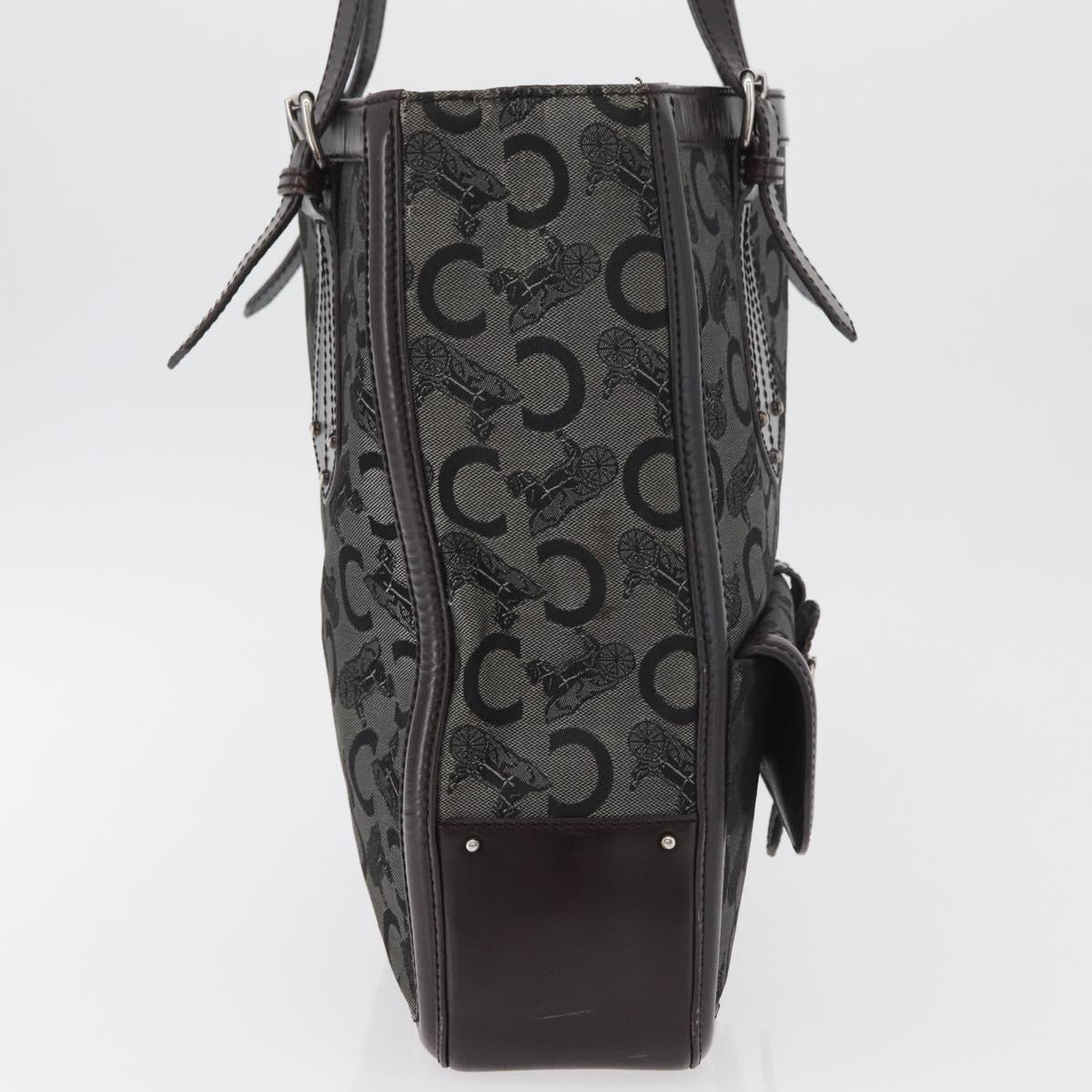 CELINE C Sulky Tote Bag Canvas Gray Silver Auth ka4159