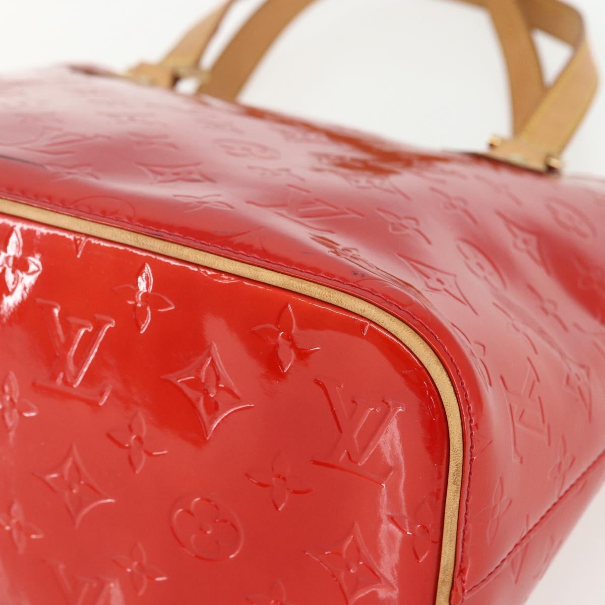 LOUIS VUITTON Monogram Vernis Houston Hand Bag Rouge M91092 LV Auth ka416