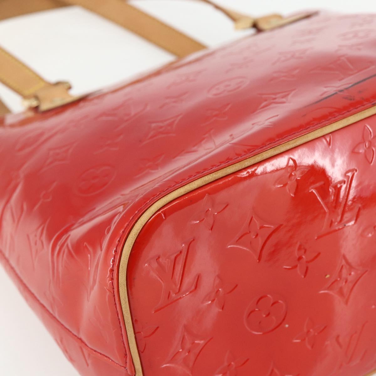 LOUIS VUITTON Monogram Vernis Houston Hand Bag Rouge M91092 LV Auth ka416