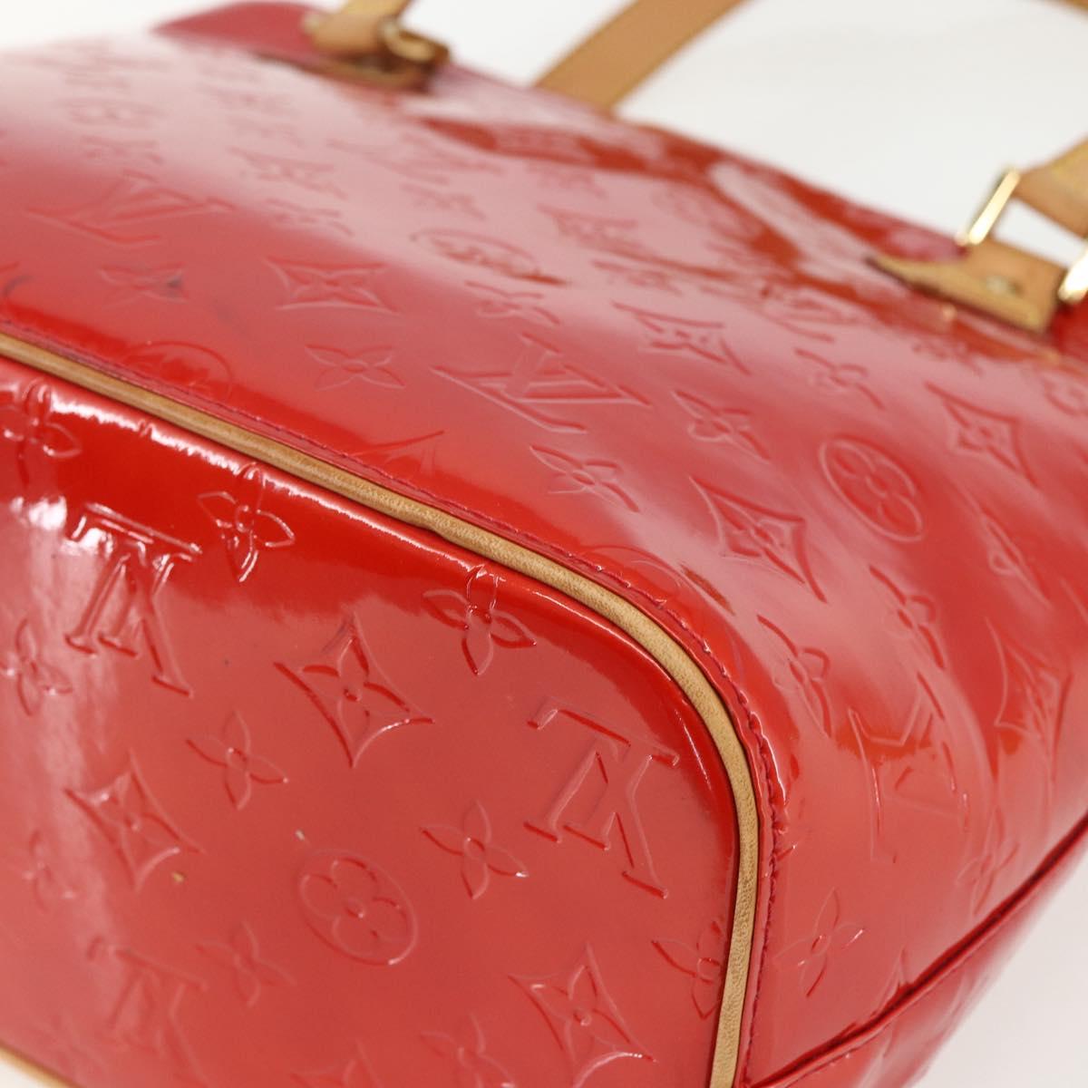LOUIS VUITTON Monogram Vernis Houston Hand Bag Rouge M91092 LV Auth ka416